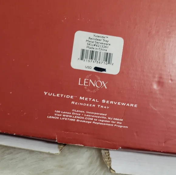Vintage Lenox Yuletide Metal Reindeer Servewear Tray - Picture 12 of 12